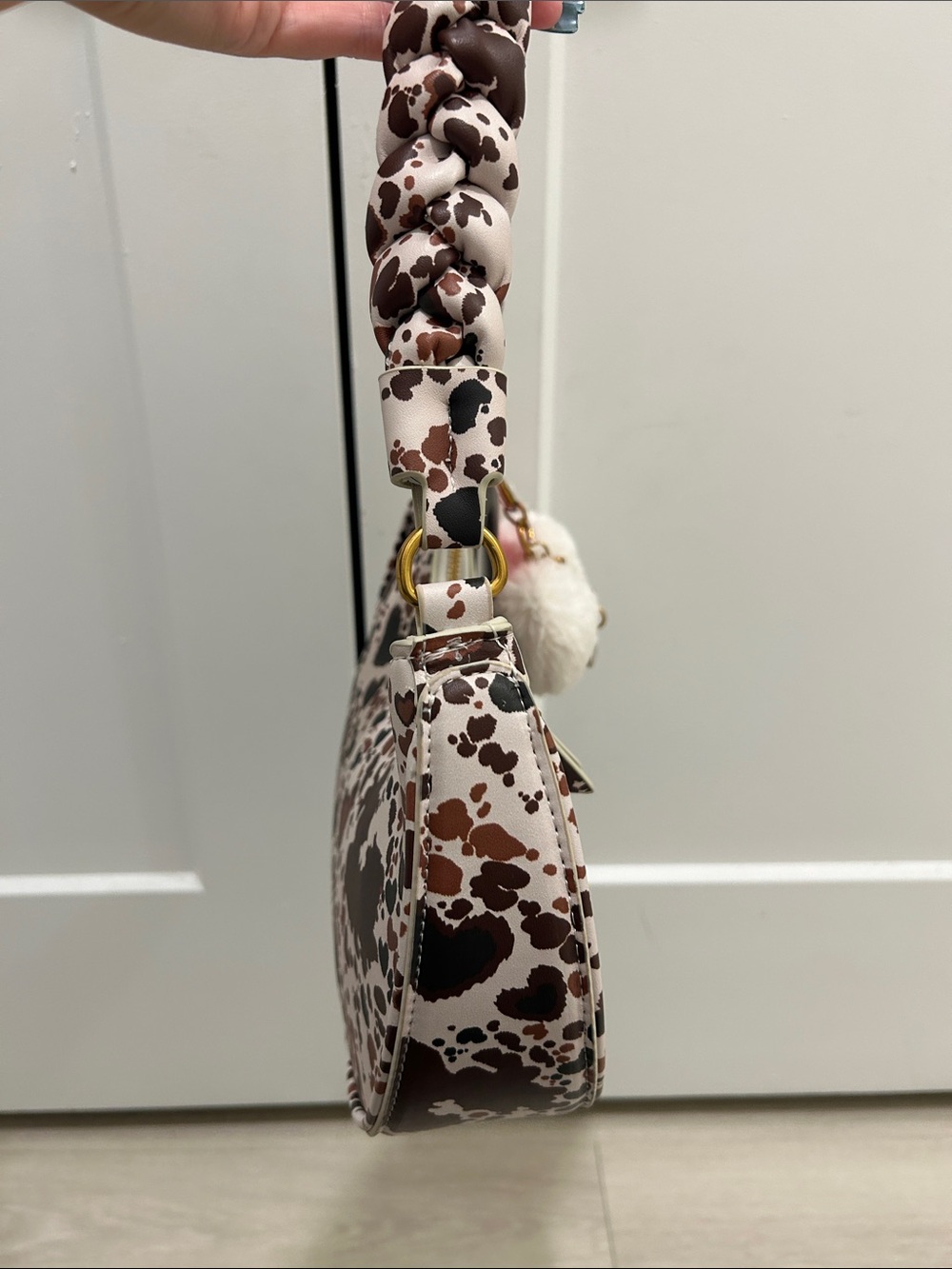 Betsey Johnson (NWT) Brown Cow Print Crescent Shoulder Bag - Picture 5 of 13